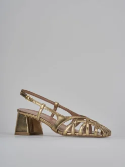 Slingback tacco 6cm laminato oro