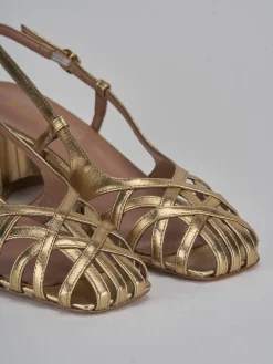 Slingback tacco 6cm laminato oro