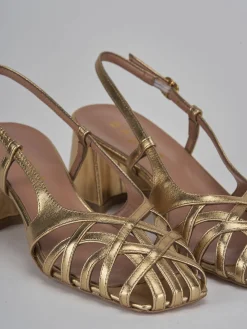 Slingback tacco 6cm laminato oro