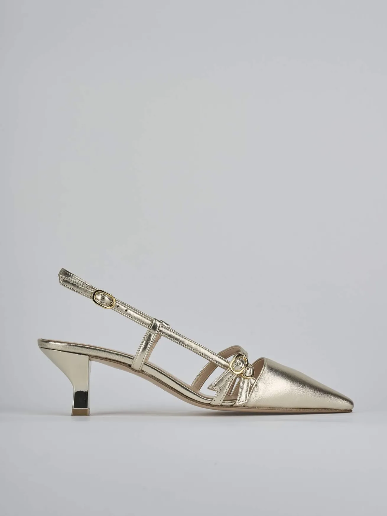 Slingback tacco 6cm laminato oro