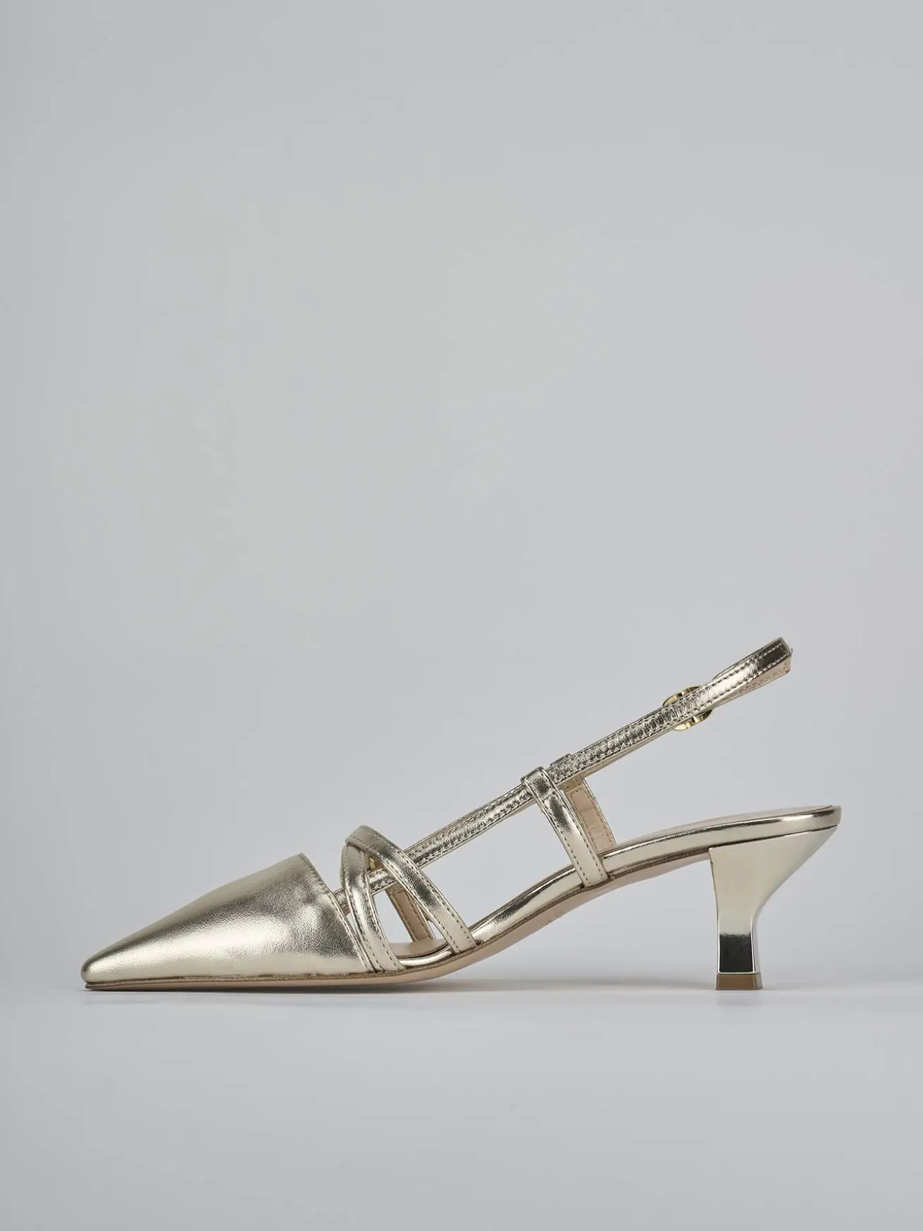Slingback tacco 6cm laminato oro