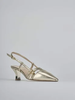 Slingback tacco 6cm laminato oro