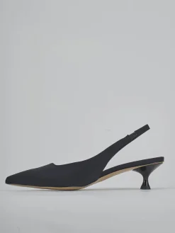 Slingback tacco 4cm licra nero