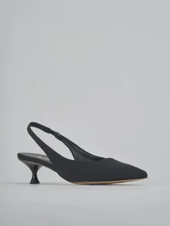 Slingback tacco 4cm licra nero