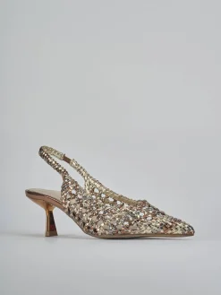 Slingback tacco 4cm pelle bronzo