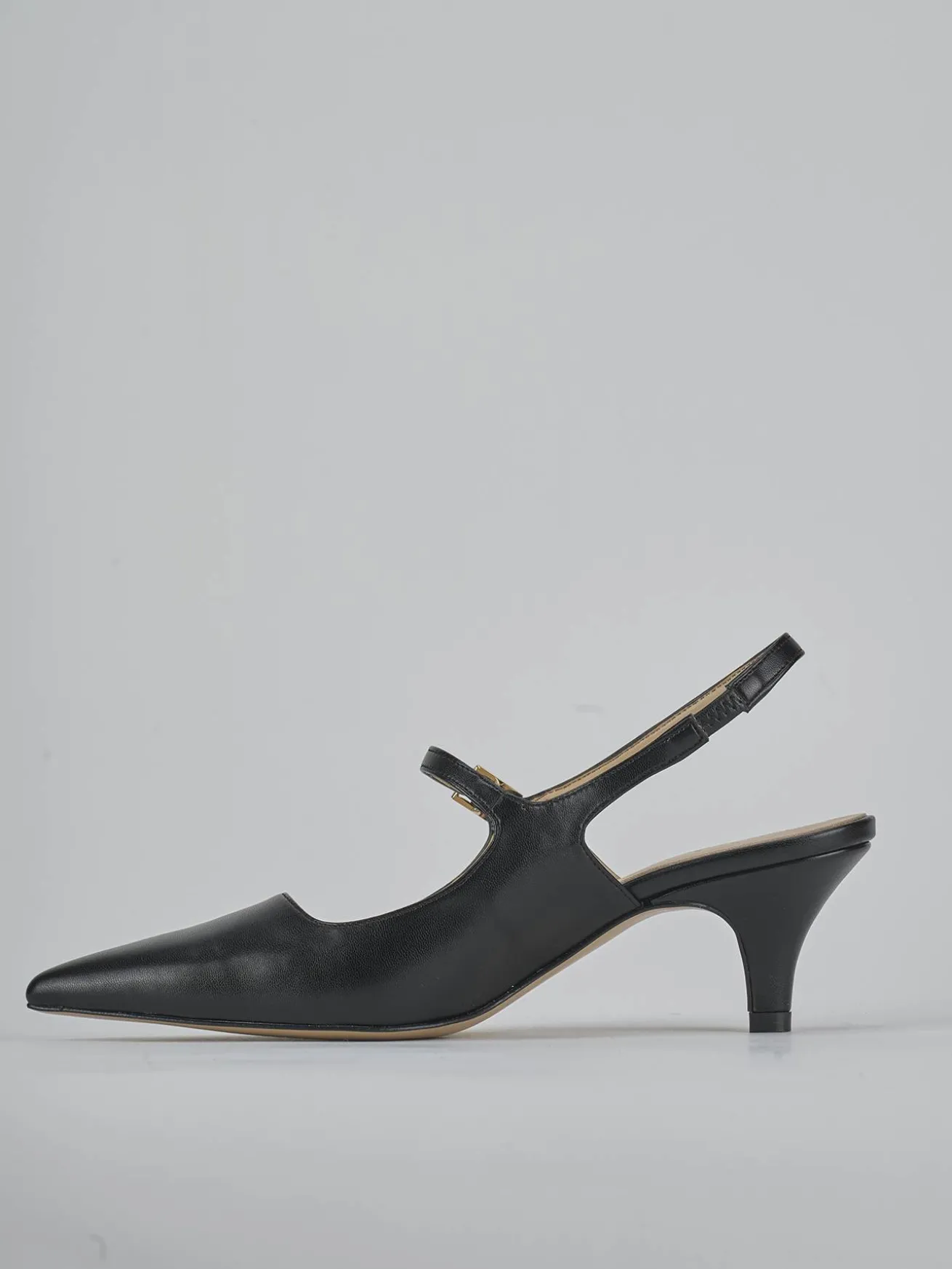 Slingback tacco 4cm pelle nero