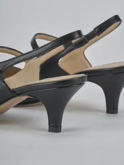 Slingback tacco 4cm pelle nero