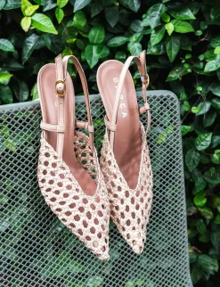 Slingback tacco 7cm pelle beige