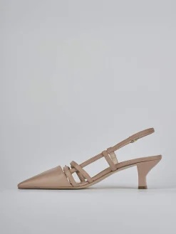 Slingback tacco 6cm pelle marrone