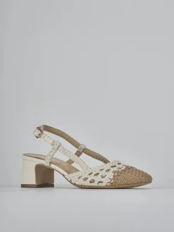 Slingback tacco 6cm pelle bianco
