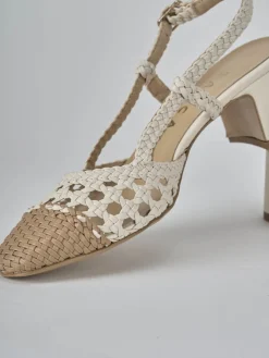 Slingback tacco 6cm pelle bianco