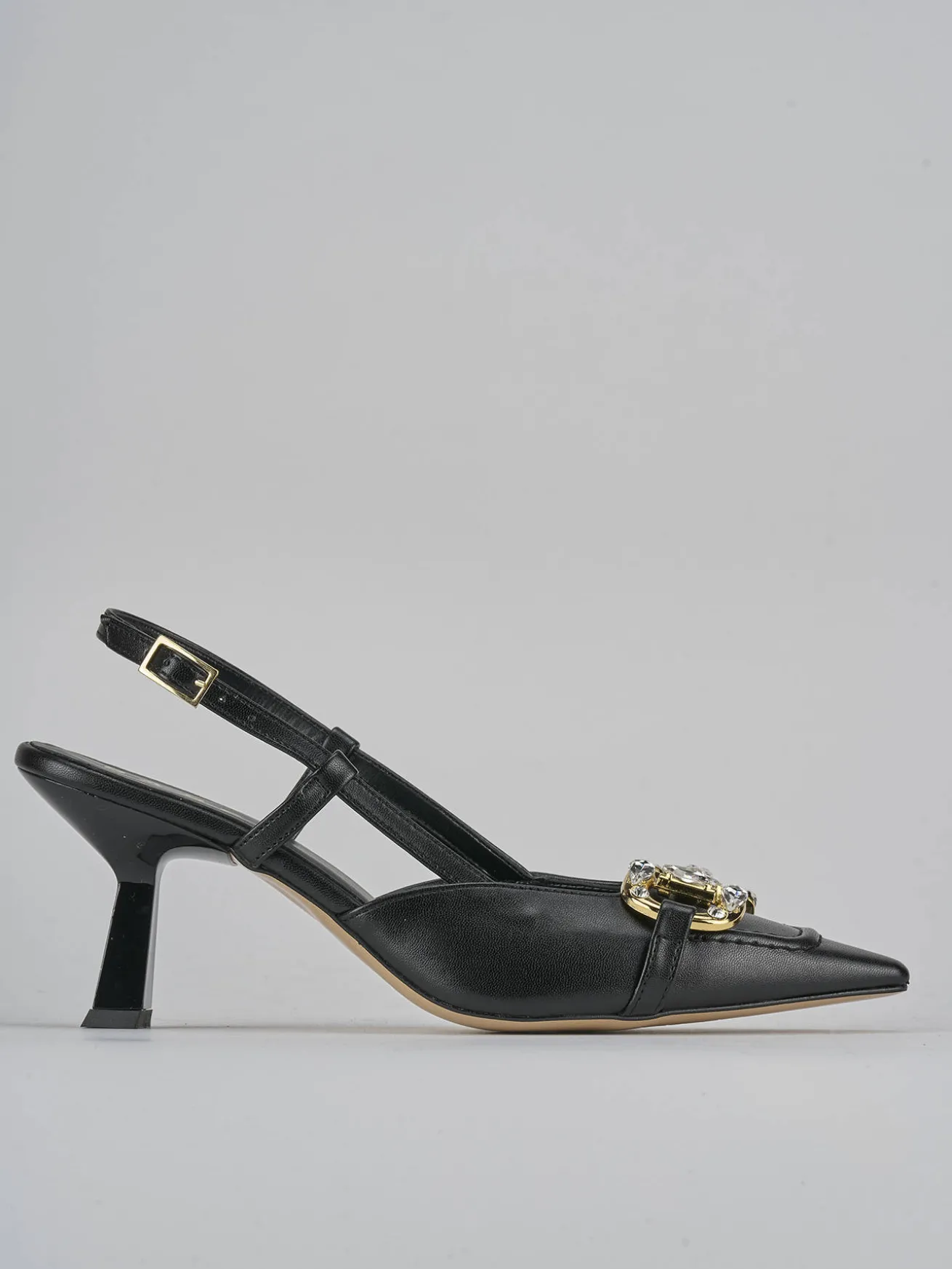 Slingback tacco 7cm pelle nero