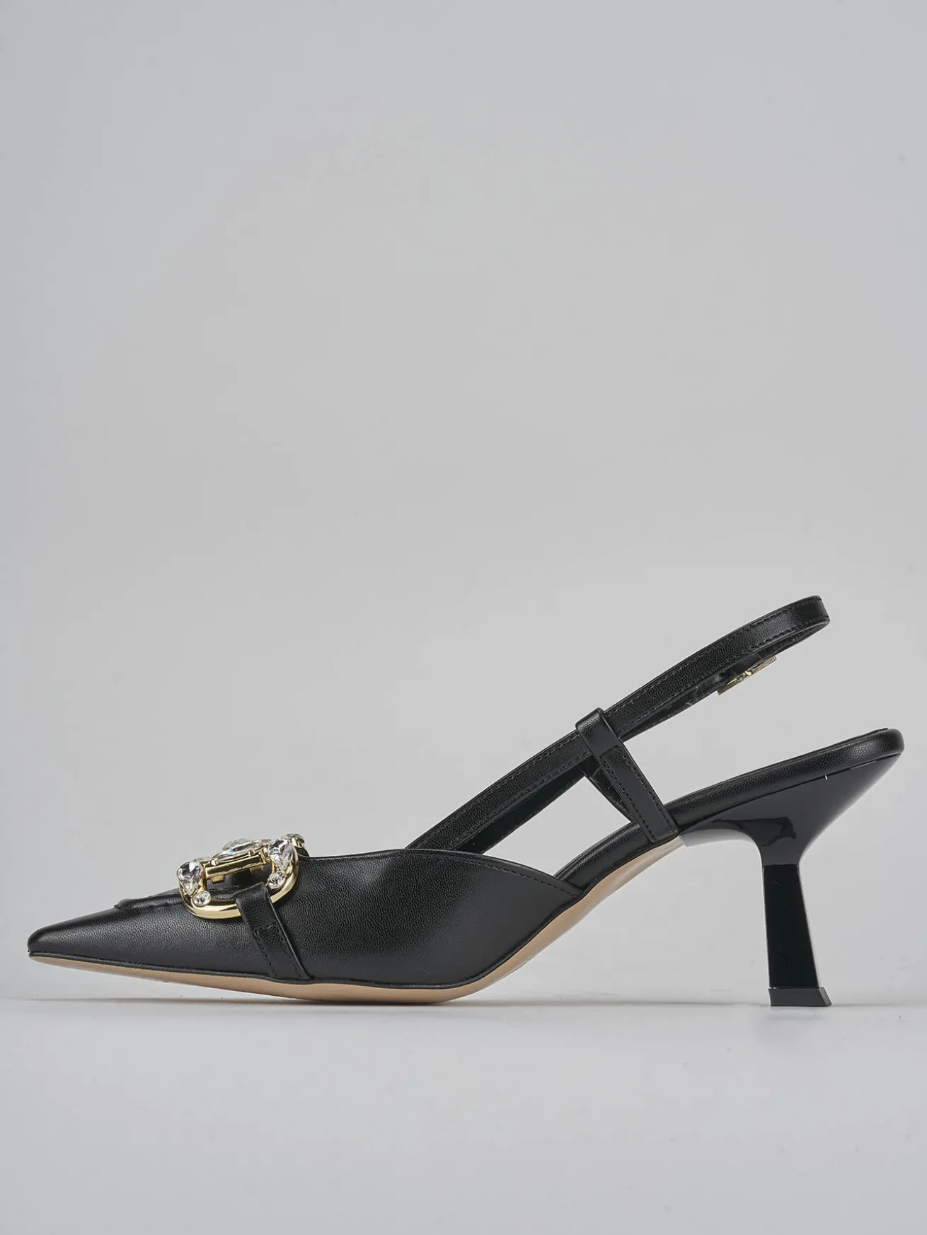 Slingback tacco 7cm pelle nero
