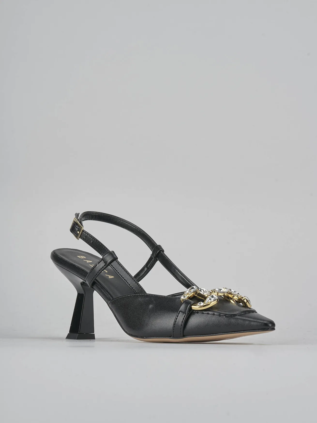 Slingback tacco 7cm pelle nero