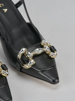 Slingback tacco 7cm pelle nero