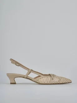 Slingback tacco 4cm pelle beige