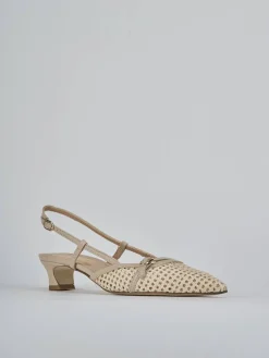 Slingback tacco 4cm pelle beige