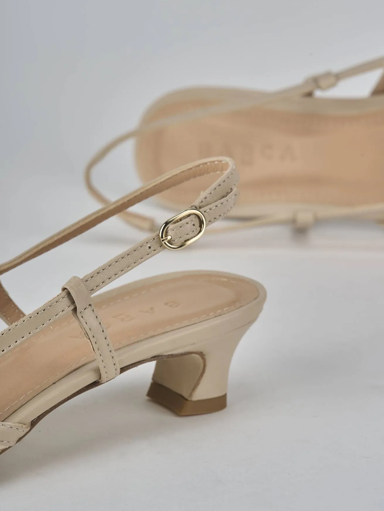 Slingback tacco 4cm pelle beige