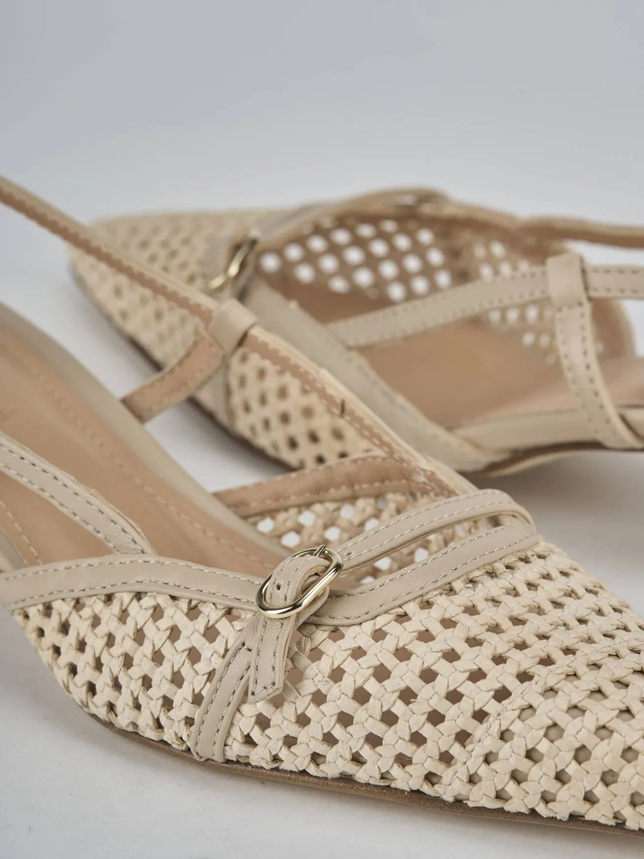 Slingback tacco 4cm pelle beige