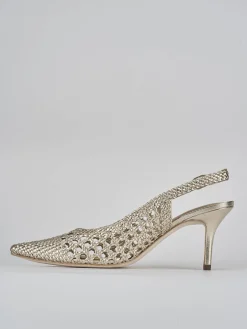 Slingback tacco 7cm pelle oro