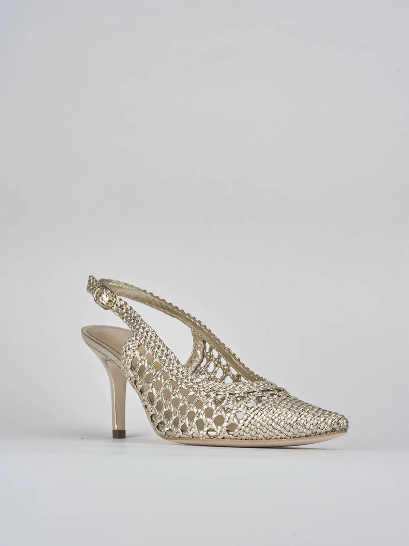 Slingback tacco 7cm pelle oro