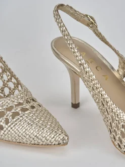 Slingback tacco 7cm pelle oro