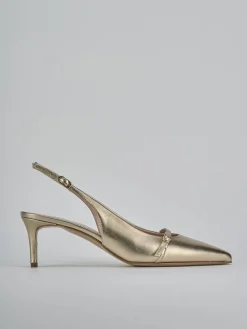 Slingback tacco 7cm pelle oro