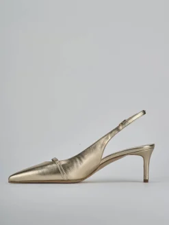 Slingback tacco 7cm pelle oro