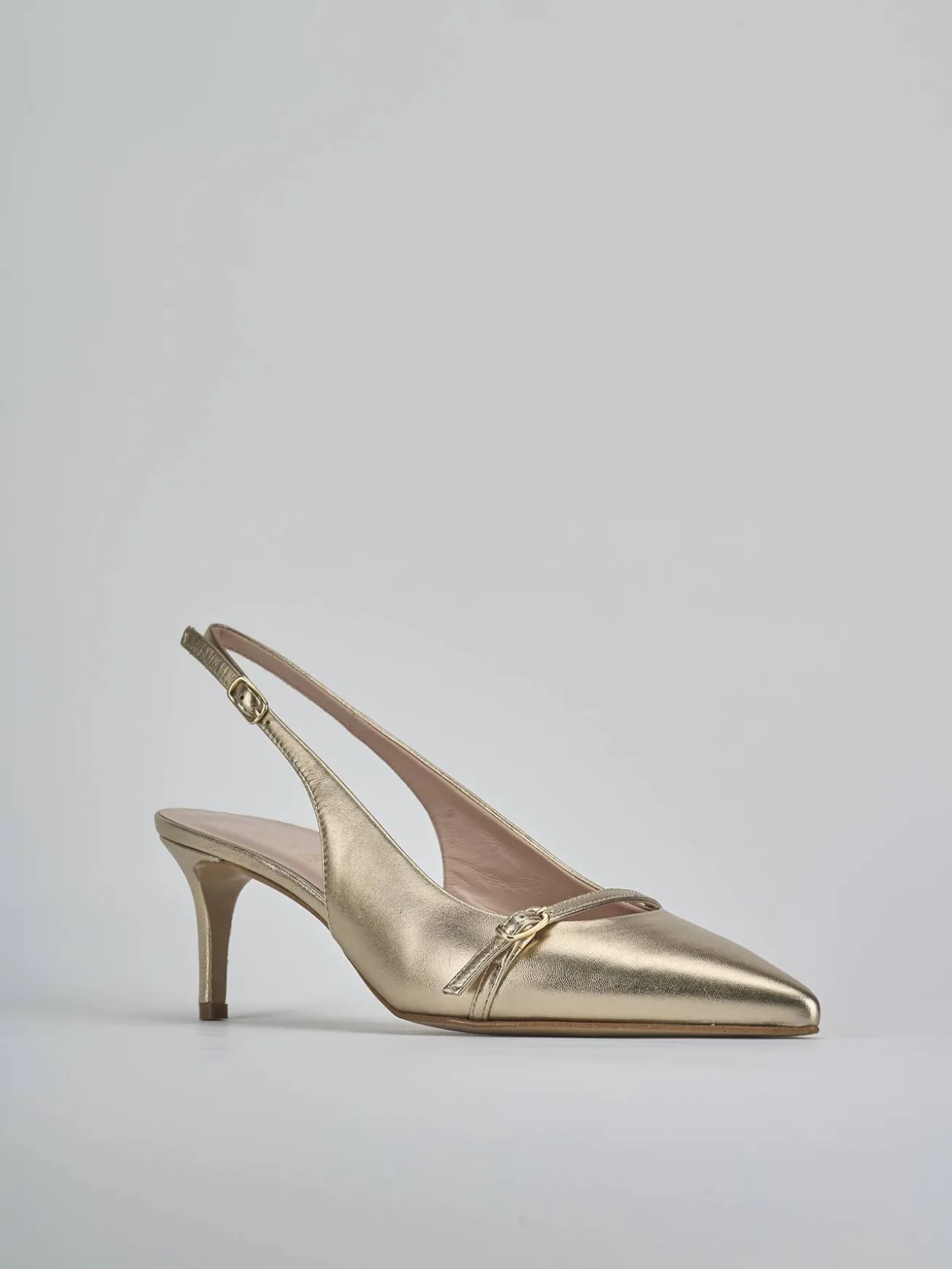 Slingback tacco 7cm pelle oro