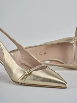 Slingback tacco 7cm pelle oro