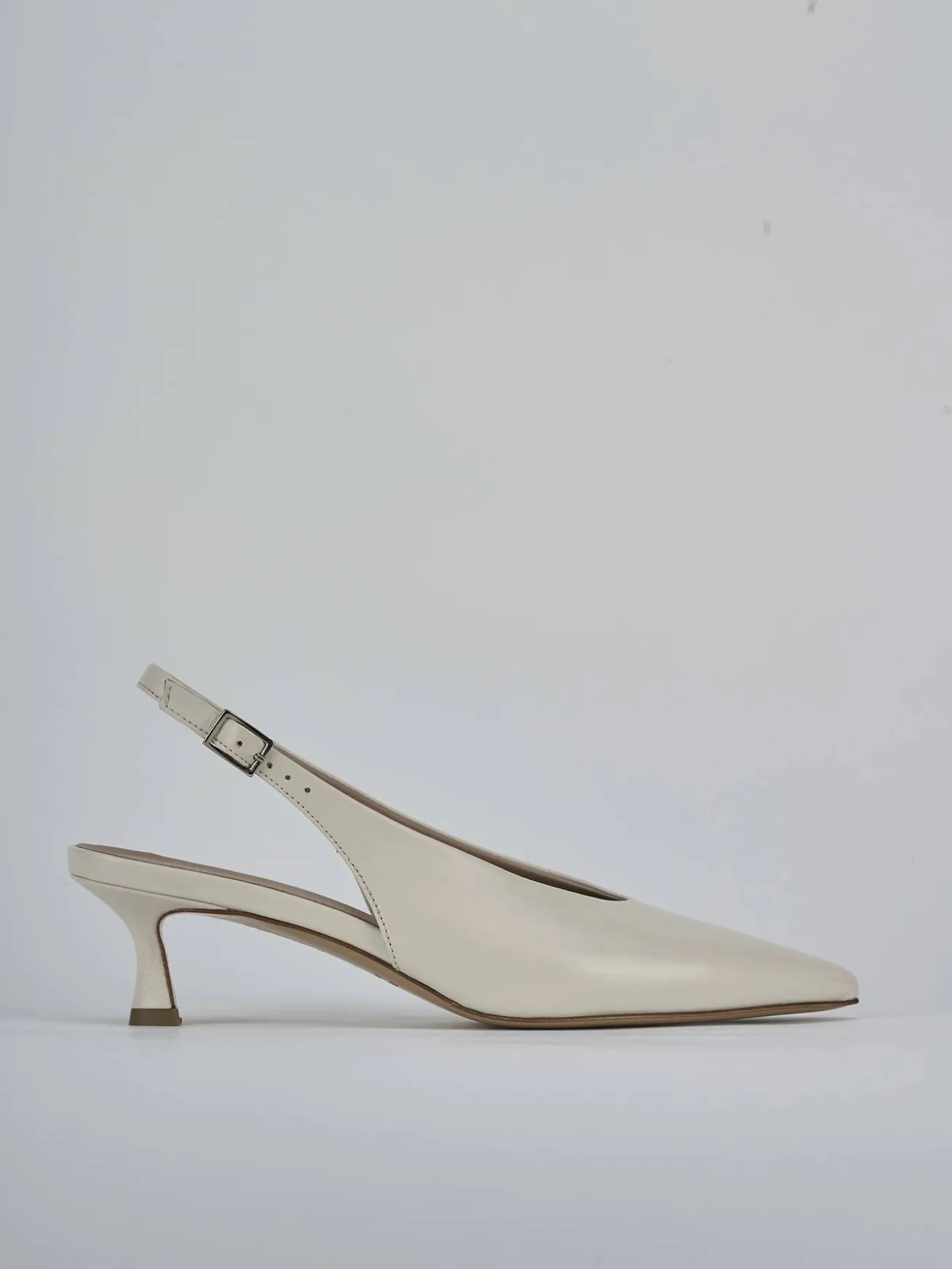 Slingback tacco 5cm pelle beige
