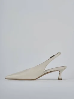 Slingback tacco 5cm pelle beige