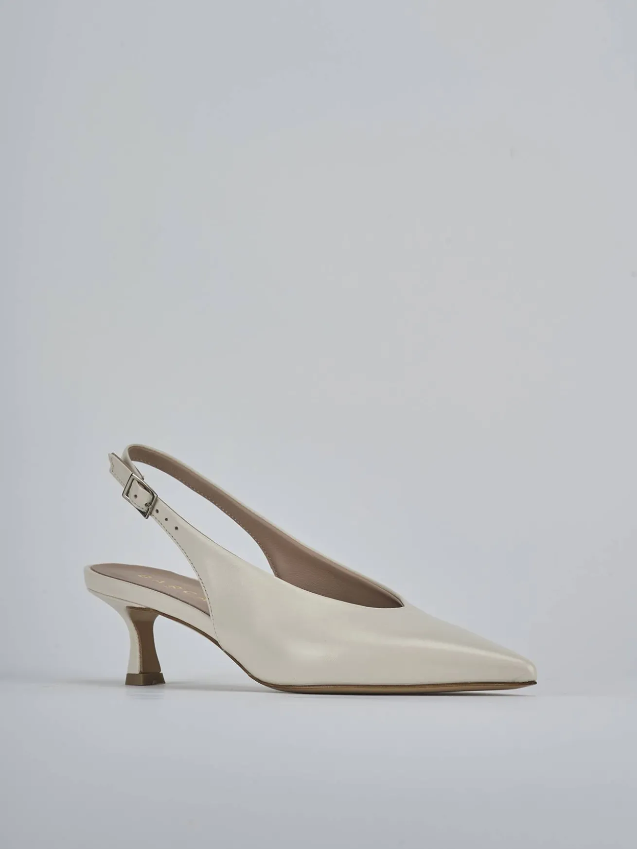 Slingback tacco 5cm pelle beige