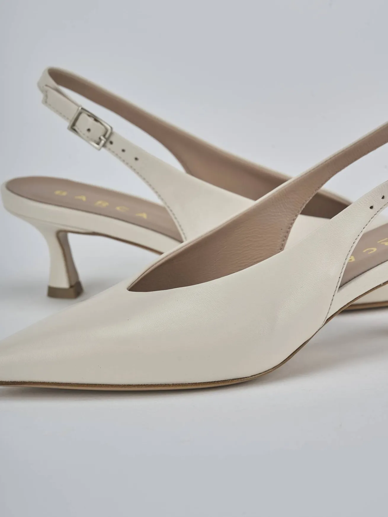 Slingback tacco 5cm pelle beige