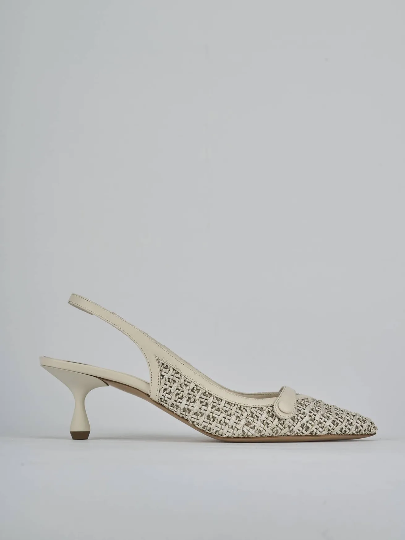 Slingback tacco 5cm pelle beige