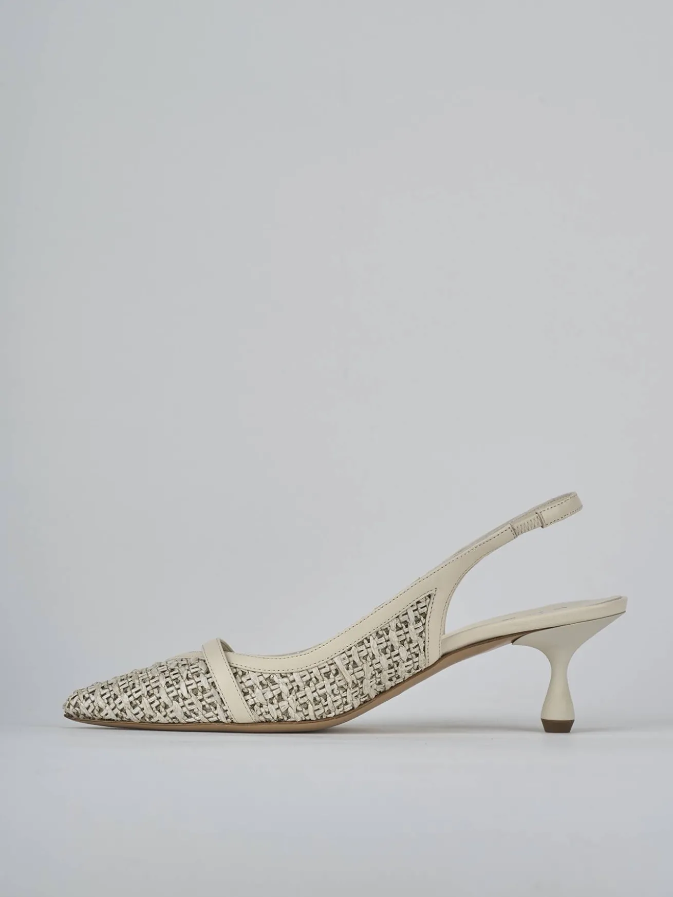 Slingback tacco 5cm pelle beige