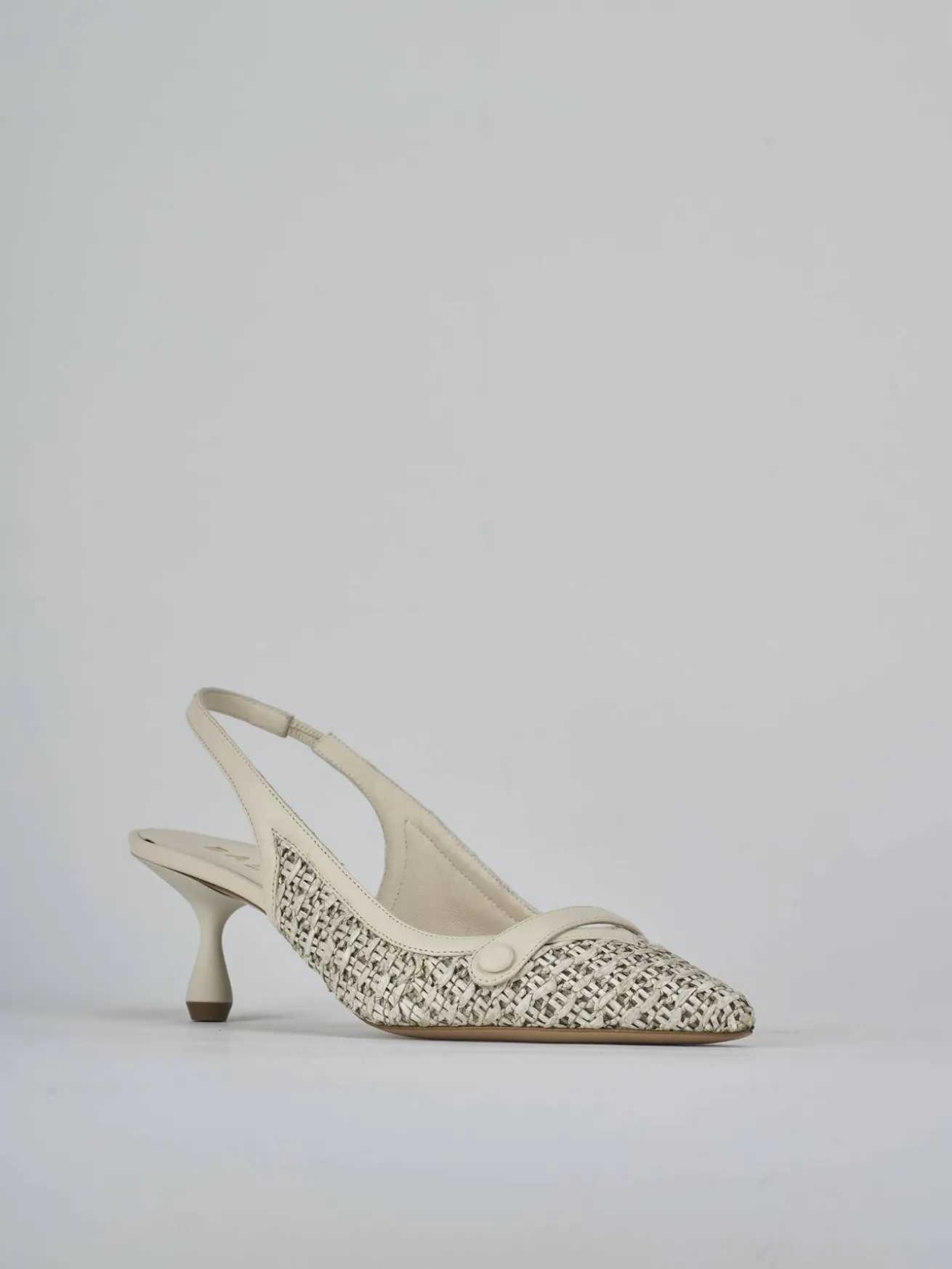 Slingback tacco 5cm pelle beige