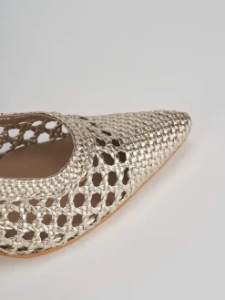 Slingback tacco 5cm pelle oro