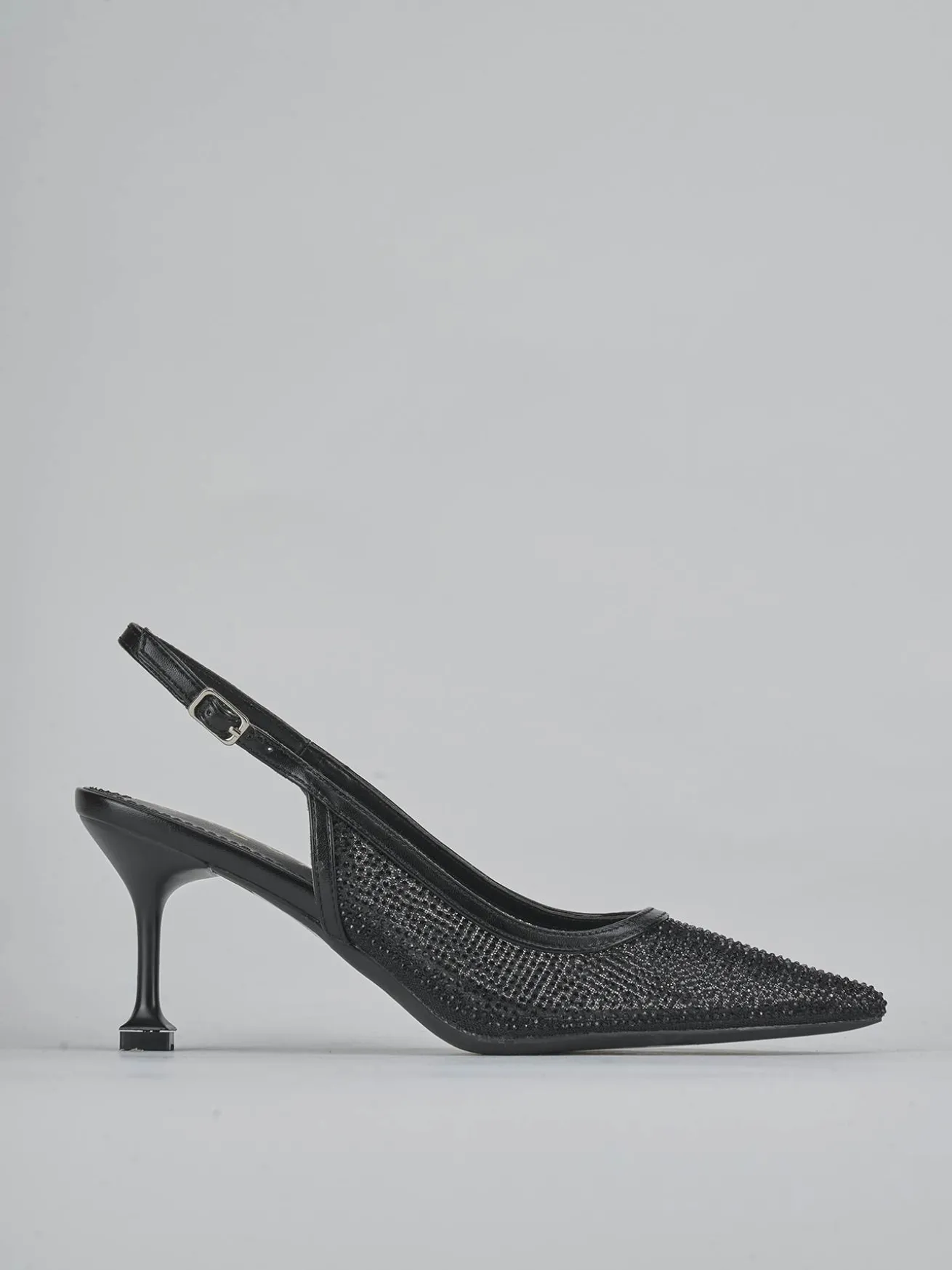 Slingback tacco 6cm pelle nero