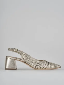 Slingback tacco 5cm pelle oro