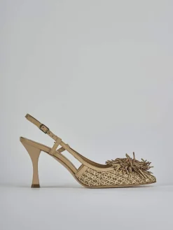 Slingback tacco 8cm pelle marrone