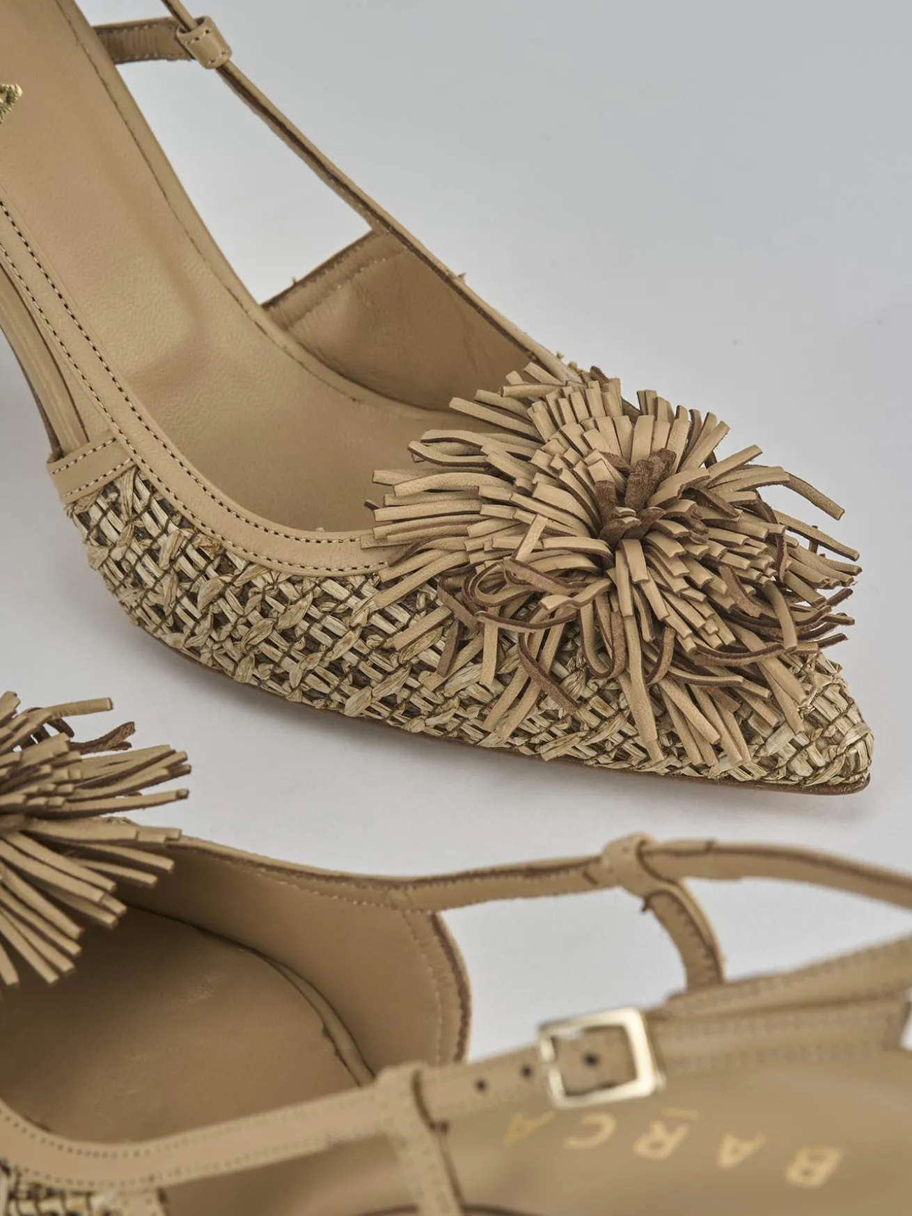 Slingback tacco 8cm pelle marrone