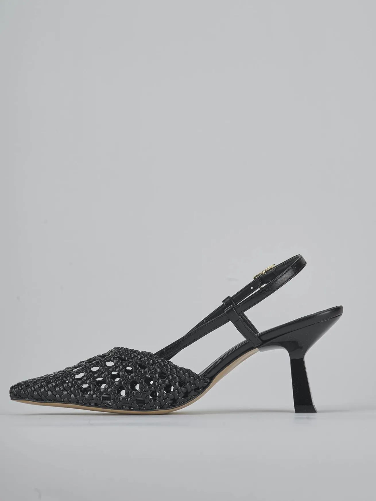 Slingback tacco 7cm pelle nero
