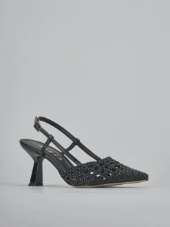 Slingback tacco 7cm pelle nero