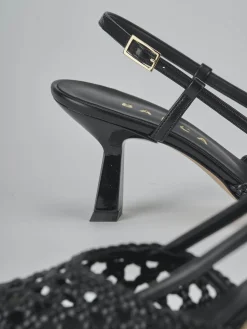 Slingback tacco 7cm pelle nero