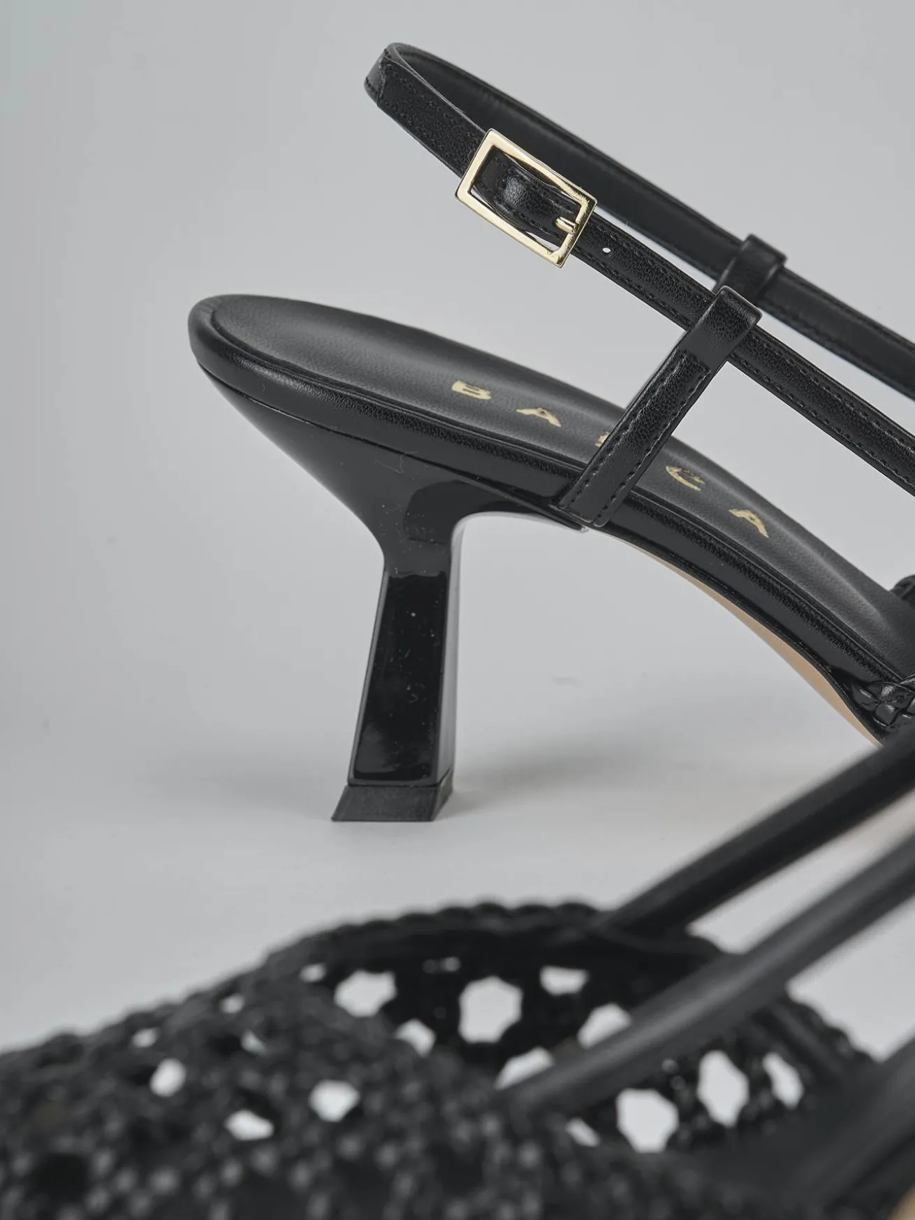 Slingback tacco 7cm pelle nero