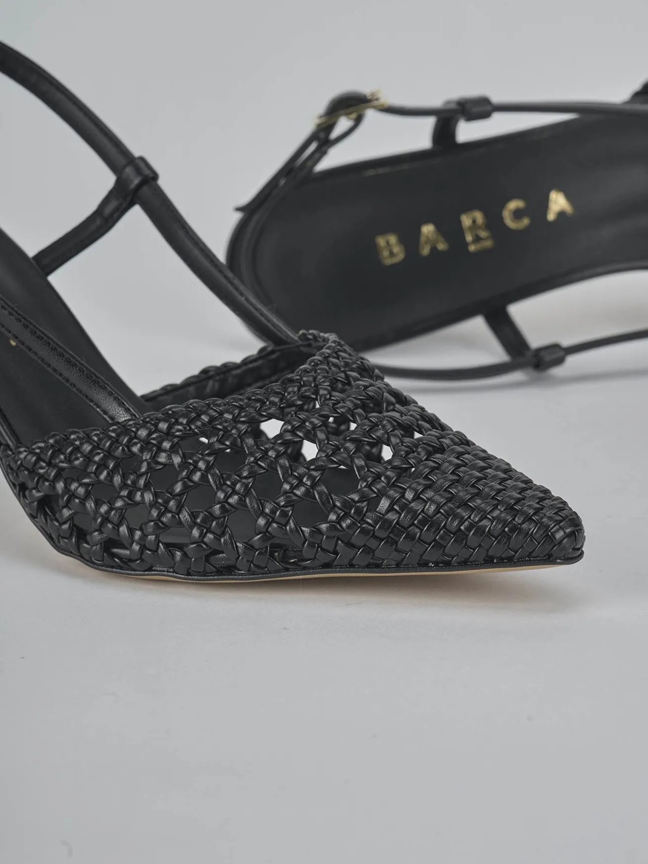 Slingback tacco 7cm pelle nero