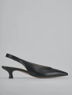 Slingback tacco 4cm pelle nero
