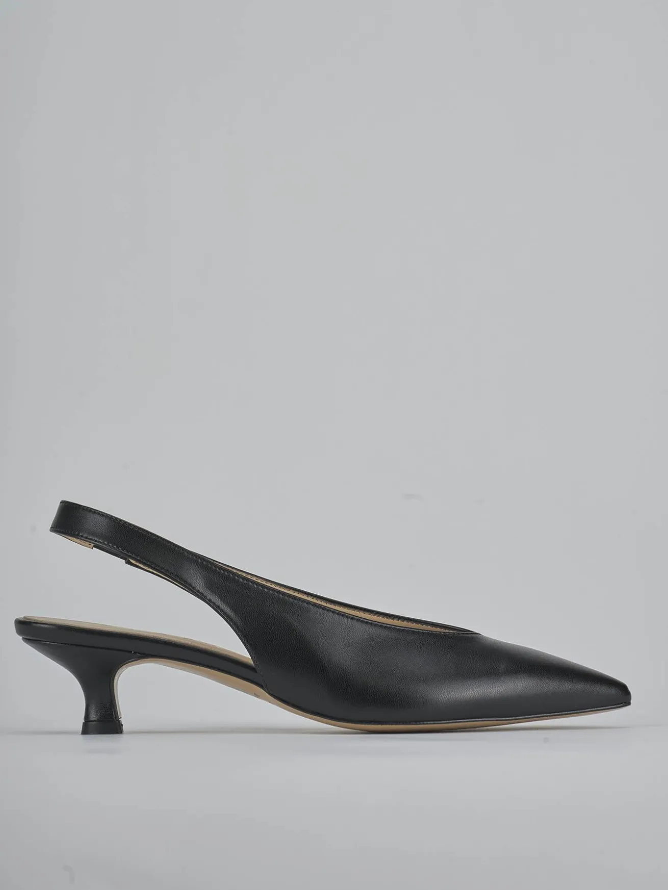 Slingback tacco 4cm pelle nero