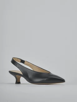 Slingback tacco 4cm pelle nero